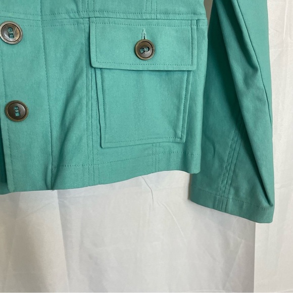 TRIBAL Women’s Teal Blue Fitted Utility Button Up Jacket Bronze Buttons Size‎ 10 - Picture 6 of 12